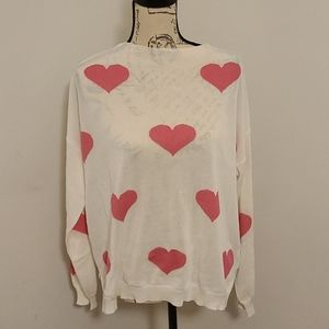 BRAND NEW lightweight white and pink 💗sweater. VALENTINES & HEARTS 💕